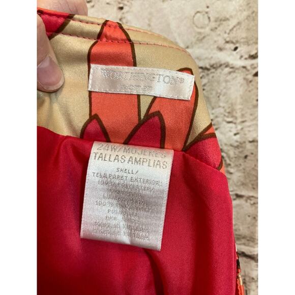 Worthington Skirt Womens 24W Satin Pink Floral Retro Zip Side Plus Size A Line - Picture 9 of 11